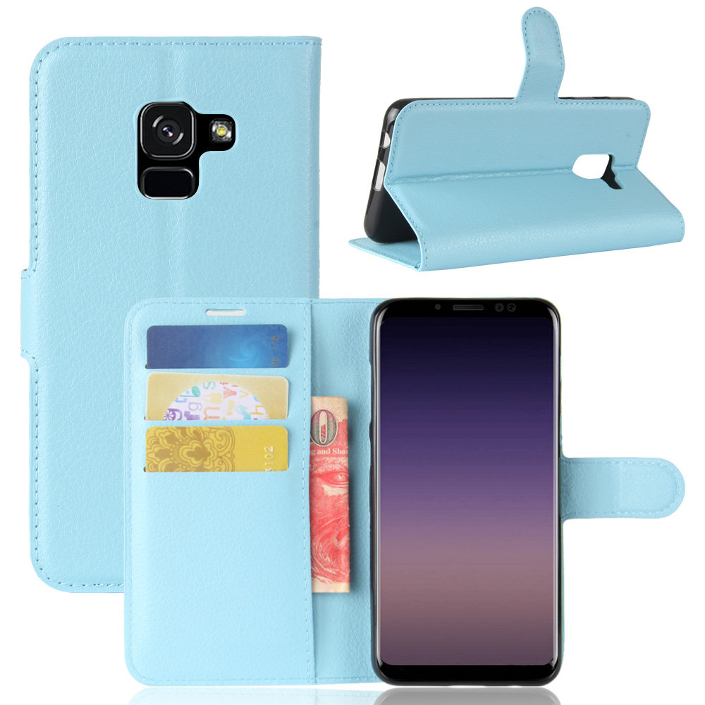 เคส Samsung Galaxy J6 (2018) #เคสฝาพับสไตล์กระเป๋าสตางค์หนัง PU ผิวลิ้นจี่สีสันสวยงาม