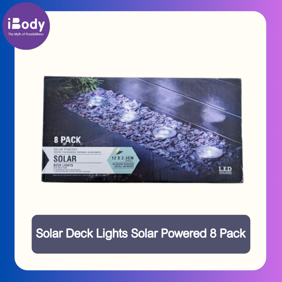 Solar Deck Lights Solar Powered 8 Pack ไฟปักสนาม ฝังพื้น ตกแต่งสวน ทางเดิน พลังงานแสงอาทิตย์ ไฟโซล่าเซลล์