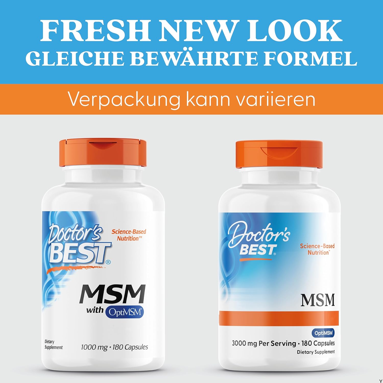 Doctor's Best® MSM with OptiMSM, The World's Purest MSM 1,000mg 180 Capsules บำรุงข้อต่อและเอ็น เพื่อผมผิวเล็บแข็งแรง