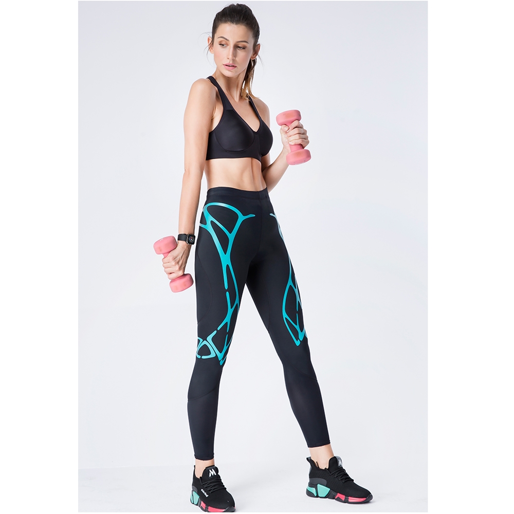 กางเกงวิ่งรัดกล้ามเนื้อผู้หญิง EVS Women Compression Tights Thunder สำหรับวิ่ง ออกกำลังกาย รุ่นขายาว(G11)