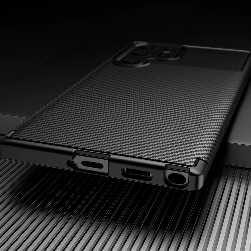 เคส Samsung Galaxy S23 Ultra 5G #เคสฝาหลังนิ่ม Carbon Fiber Anti-drop TPU Protection