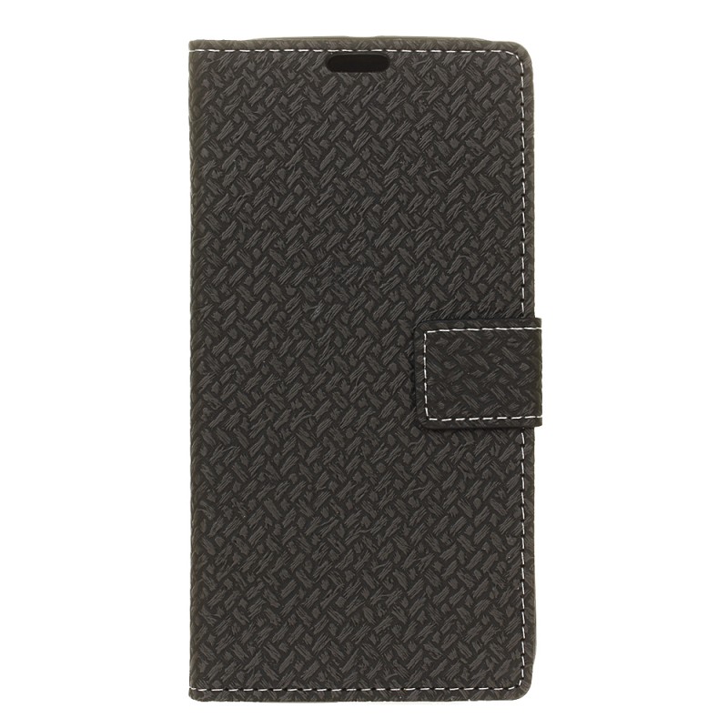 เคส Huawei Y3 (2017) #เคสฝาพับแบบกระเป๋าสตางค์หนัง PU ลายถักทอ