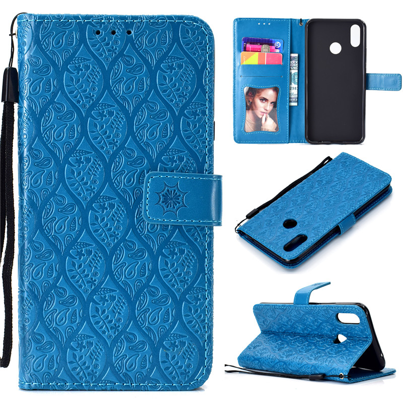 Case Huawei nova 3i #เคสฝาพับหนัง PU Imprint Leaf Leather