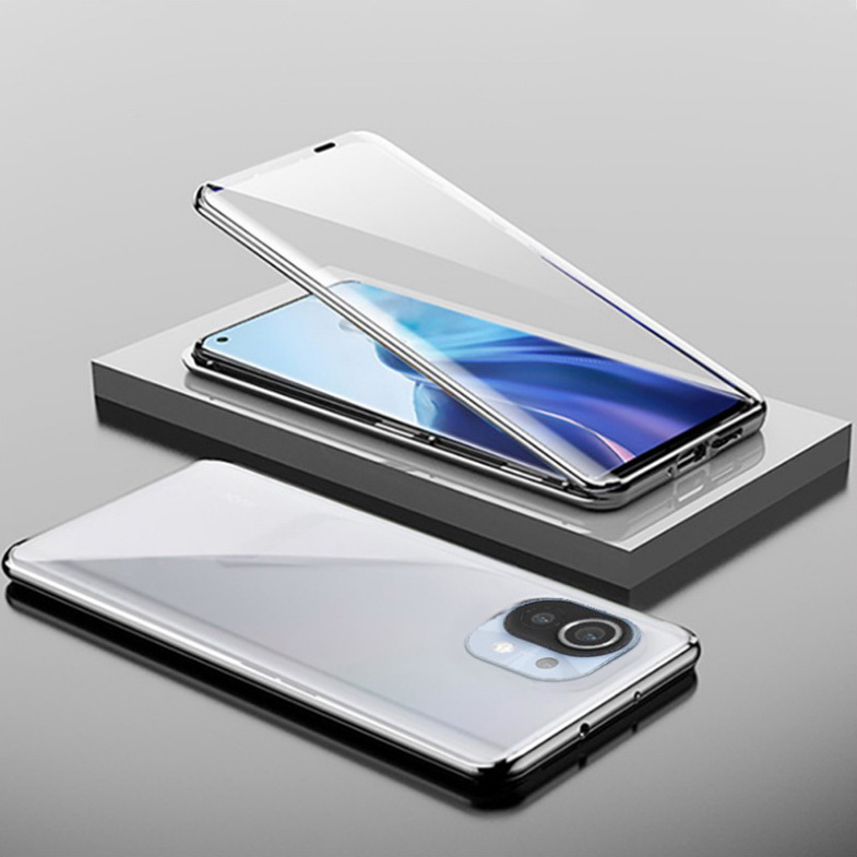 เคส Xiaomi Mi 11 #เคสฝาครอบกระจกขอบโลหะดูดซับแม่เหล็กหน้าหลัง Fully Protection Magnetic Adsorption Glass Metal Phone Protective