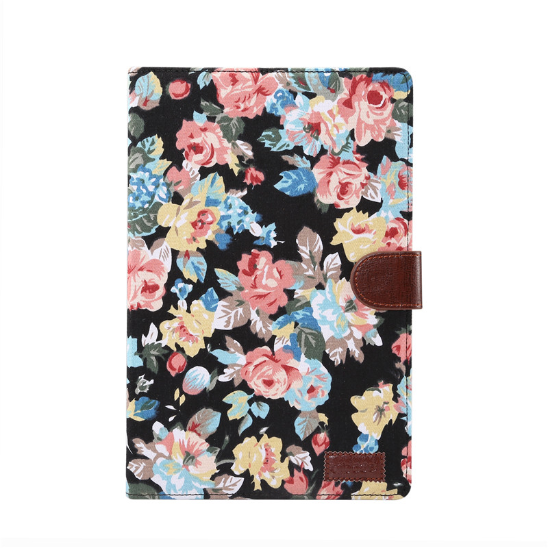 Case Samsung Galaxy Tab S5e SM-T720 / T725 #เคสฝาพับแบบกระเป๋าสตางค์หนัง PU ผิวผ้าลายดอกไม้ Flower Cloth Skin PU Leather Wallet