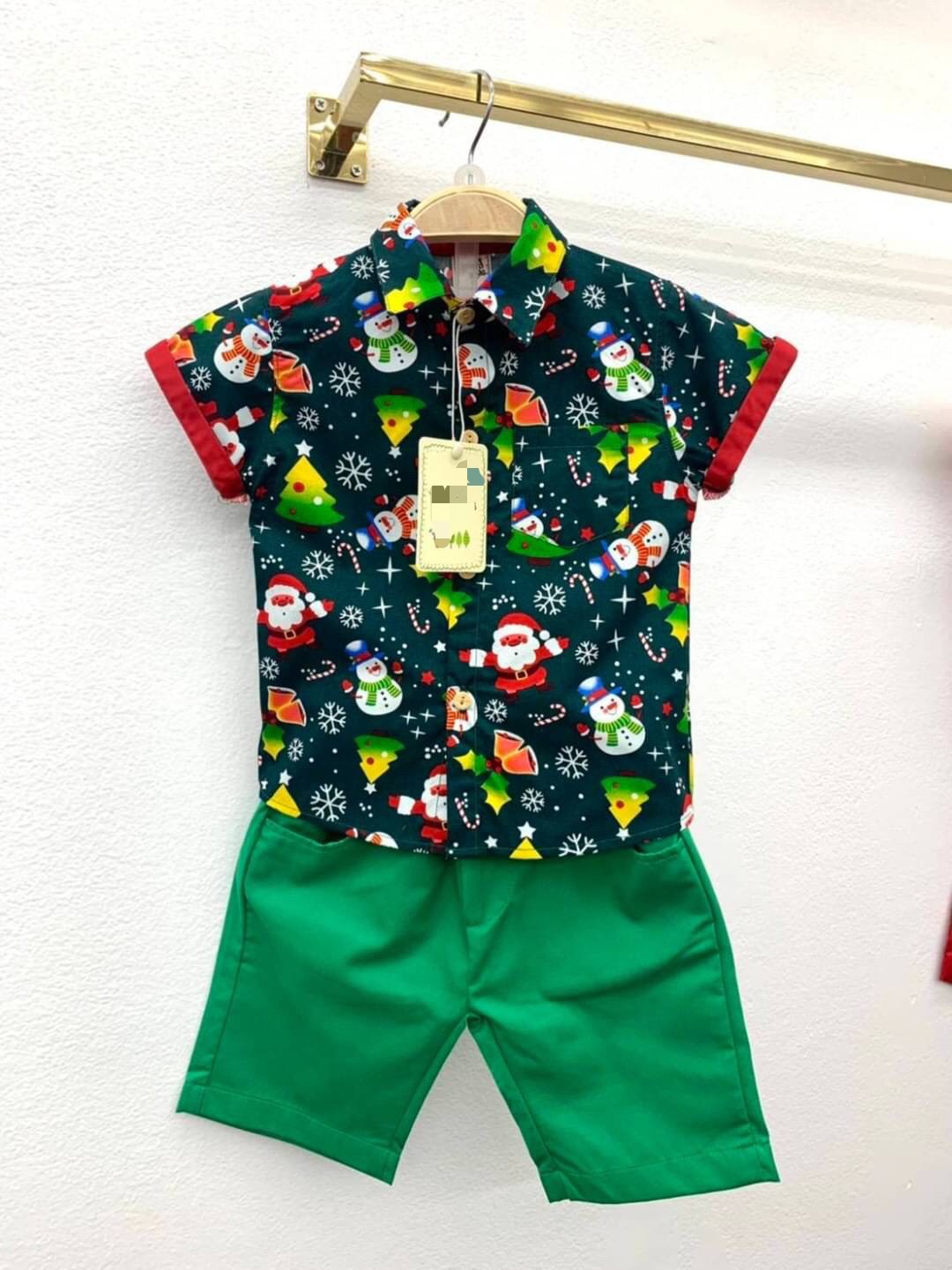 ชุดเด็กSetเสื้อกับกางเกง ลายซานต้า