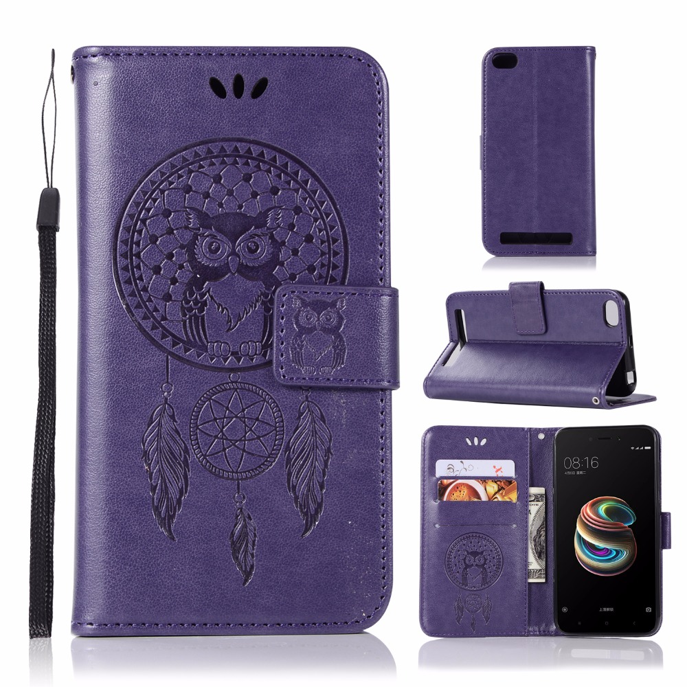 เคส Xiaomi Redmi 5A #เคสแบบกระเป๋าสตางค์ฝาพับหนัง PU ลายนกฮูก Dream Catcher Owl