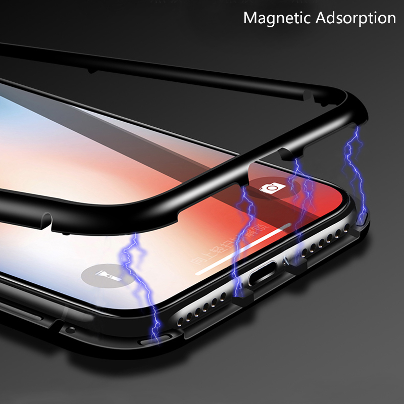Case Huawei Y9 (2019) #เคสฝาหลังกรอบโลหะแม่เหล็กถอดได้ + แผ่นหลังกระจกนิรภัย