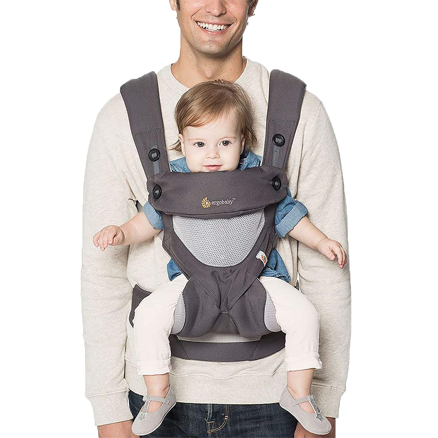 Ergobaby® 360 All Positions Baby Carrier Cool Air Mesh for Baby to Toddler Weight 5.5-20 kg, Carbon Grey เป้อุ้มเด็ก