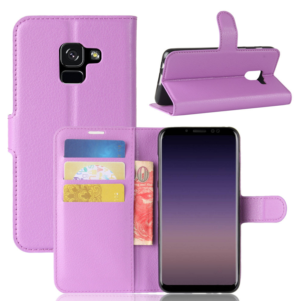 เคส Samsung Galaxy J6 (2018) #เคสฝาพับสไตล์กระเป๋าสตางค์หนัง PU ผิวลิ้นจี่สีสันสวยงาม