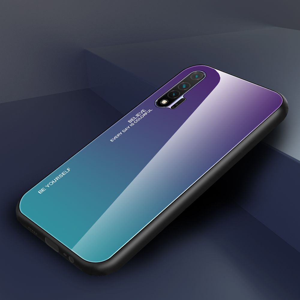 Case Huawei nova 6 #เคสฝาหลัง Gradient Color Glass + PC + TPU Hybrid Case