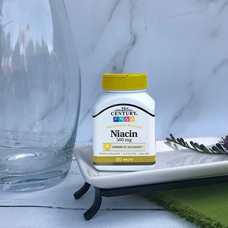 21st Century® Niacin 100mg Plus Calcium,250mg Plus Calcium 125mg, 500 mg แบบ Prolonged Release, วิตามินบี ไนอะซิน