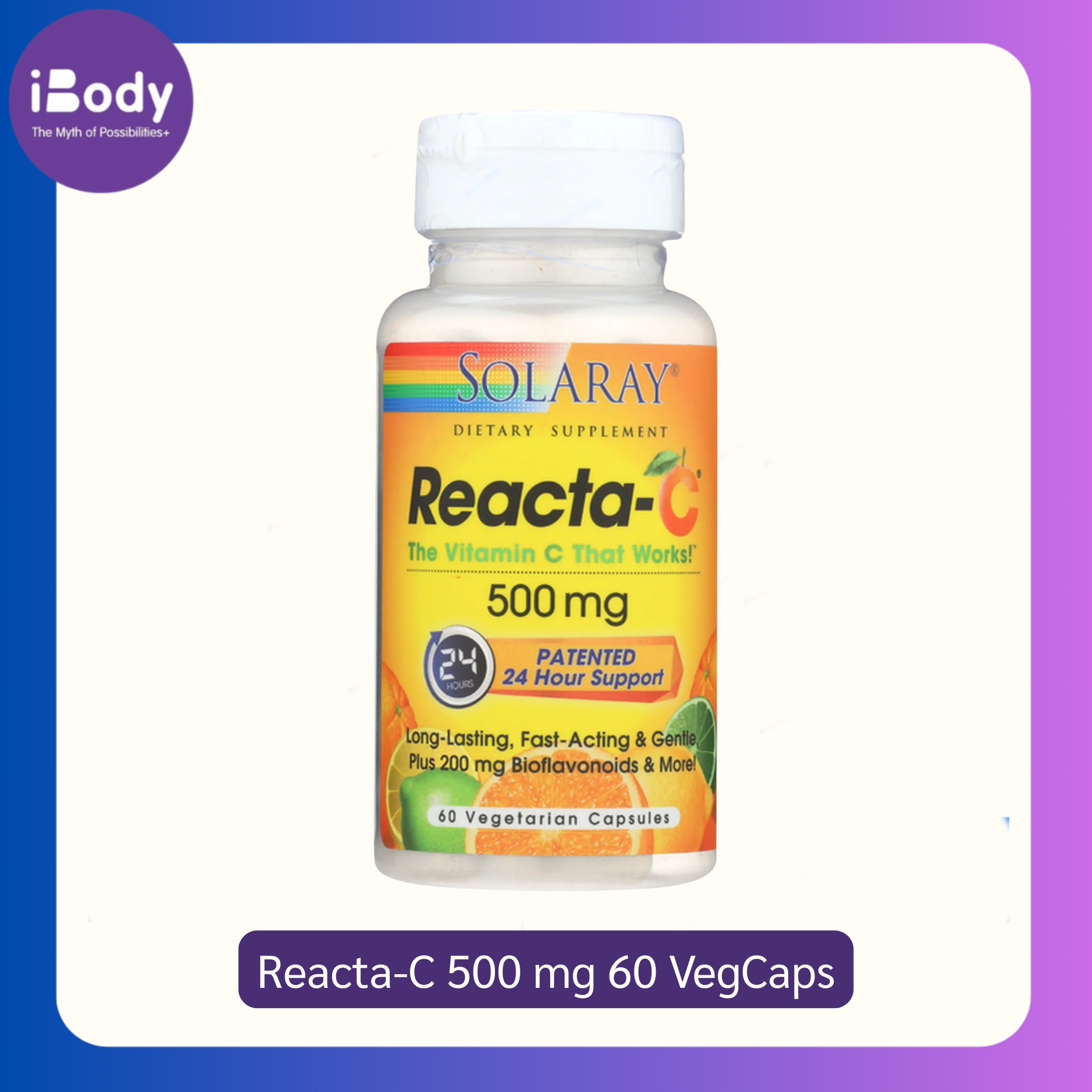 วิตามินซี Reacta-C 500 mg 60 VegCaps (Solaray®)