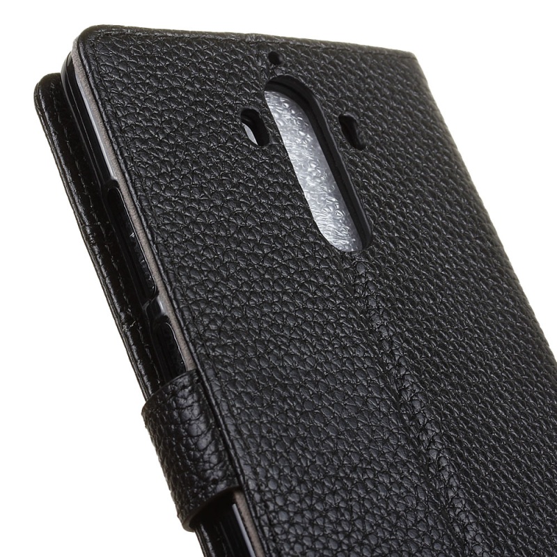 Case Huawei Mate 9 #เคสฝาพับหนังวัวแท้ ผิวลิ้นจี่