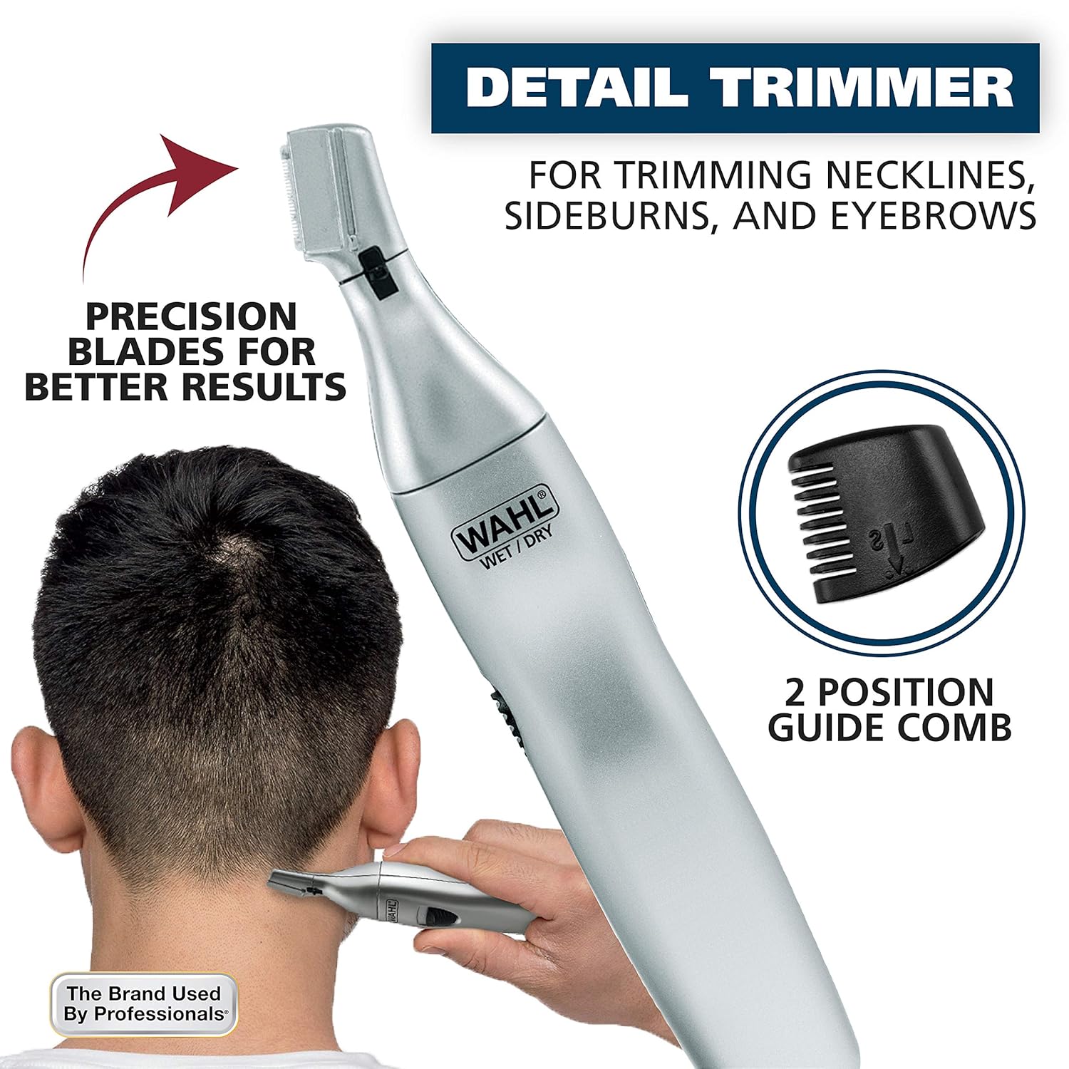 WAHL® Battery Ear Nose & Brow 3-in-1 Personal Trimmer รุ่น5545-400 ทริมเมอร์ ตัดแต่งขนในหู จมูก คิ้ว ถอดหัวได้ กันน้ำ