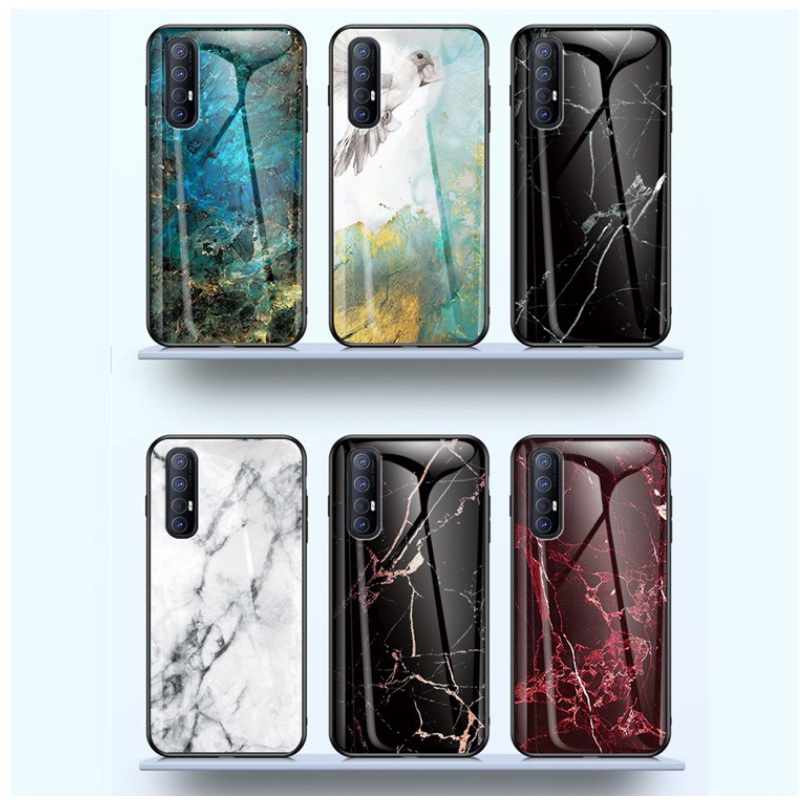 Case OPPO Reno 3 Pro 4G 6.4 นิ้ว #เคสฝาหลัง Gradient Color ลายหินอ่อน Glass + PC + TPU Hybrid Case