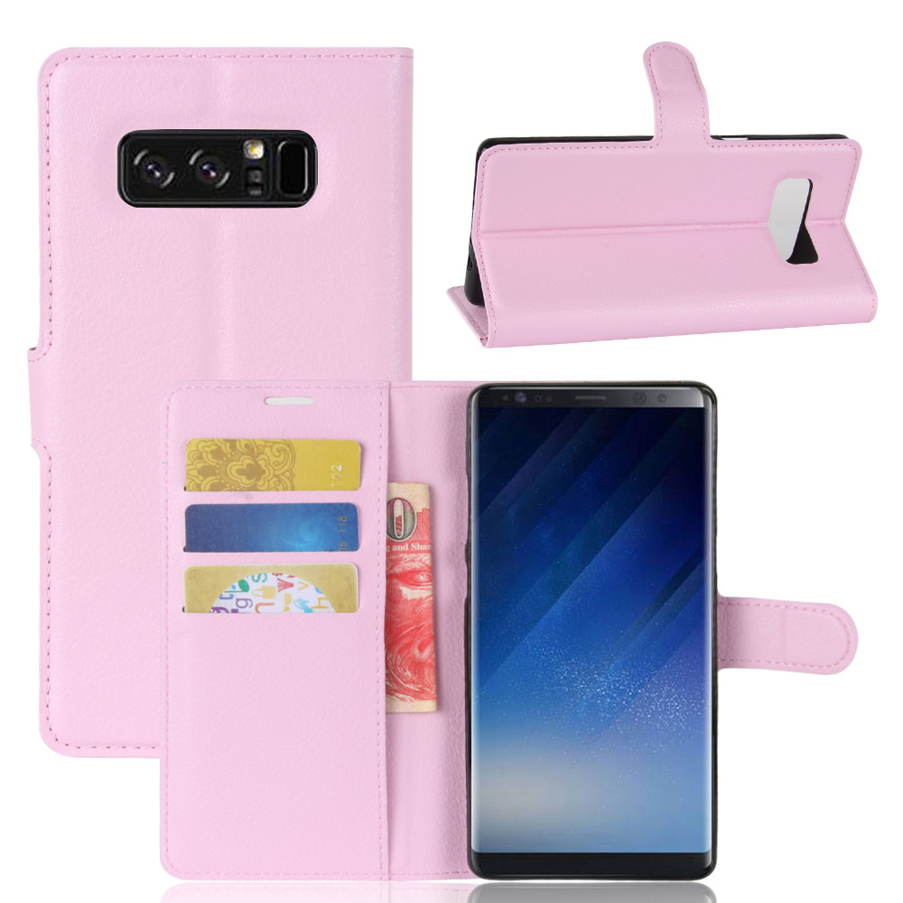เคส Samsung Galaxy Note 8 #เคสสไตล์กระเป๋าสตางค์หนัง PU ผิวลิ้นจี่สีสันสดใส
