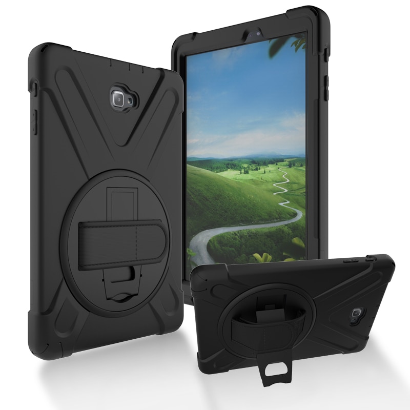 เคส Samsung Galaxy Tab A 10.1 (2016) with S Pen P580 P585 #เคสฝาหลังกันกระแทก X-Shape 360 Degree Rotary Kickstand PC + Silicone มีสายคล้อง