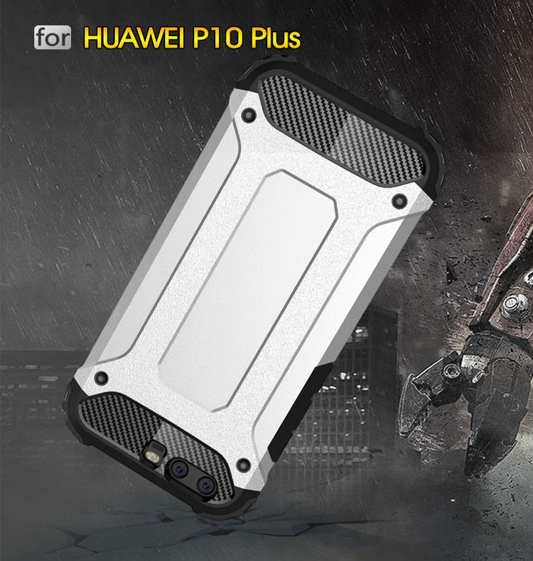 Case Huawei P10 Plus #เคสไฮบริดกันกระแทก Plastic + TPU สีเทา #พร้อมส่ง