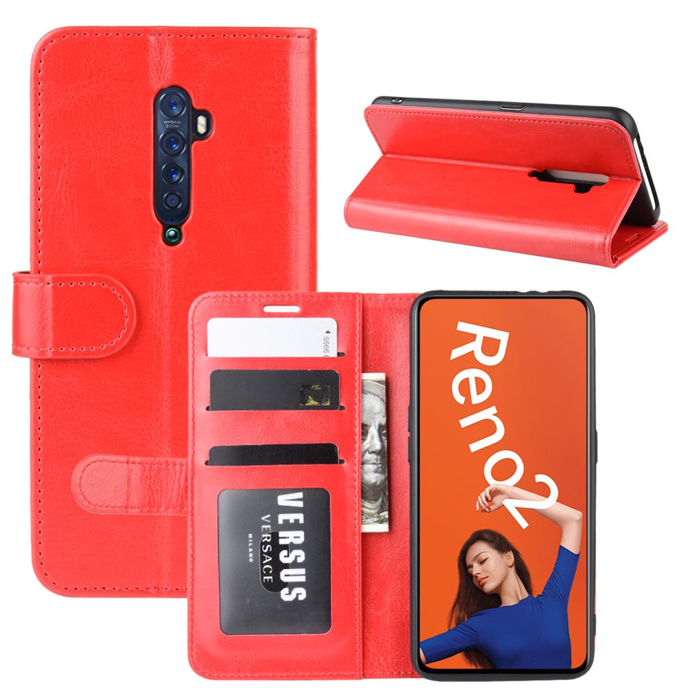 Case OPPO Reno 2 #เคสฝาพับหนัง PU ผิวหนังม้าสไตล์กระเป๋าสตางค์