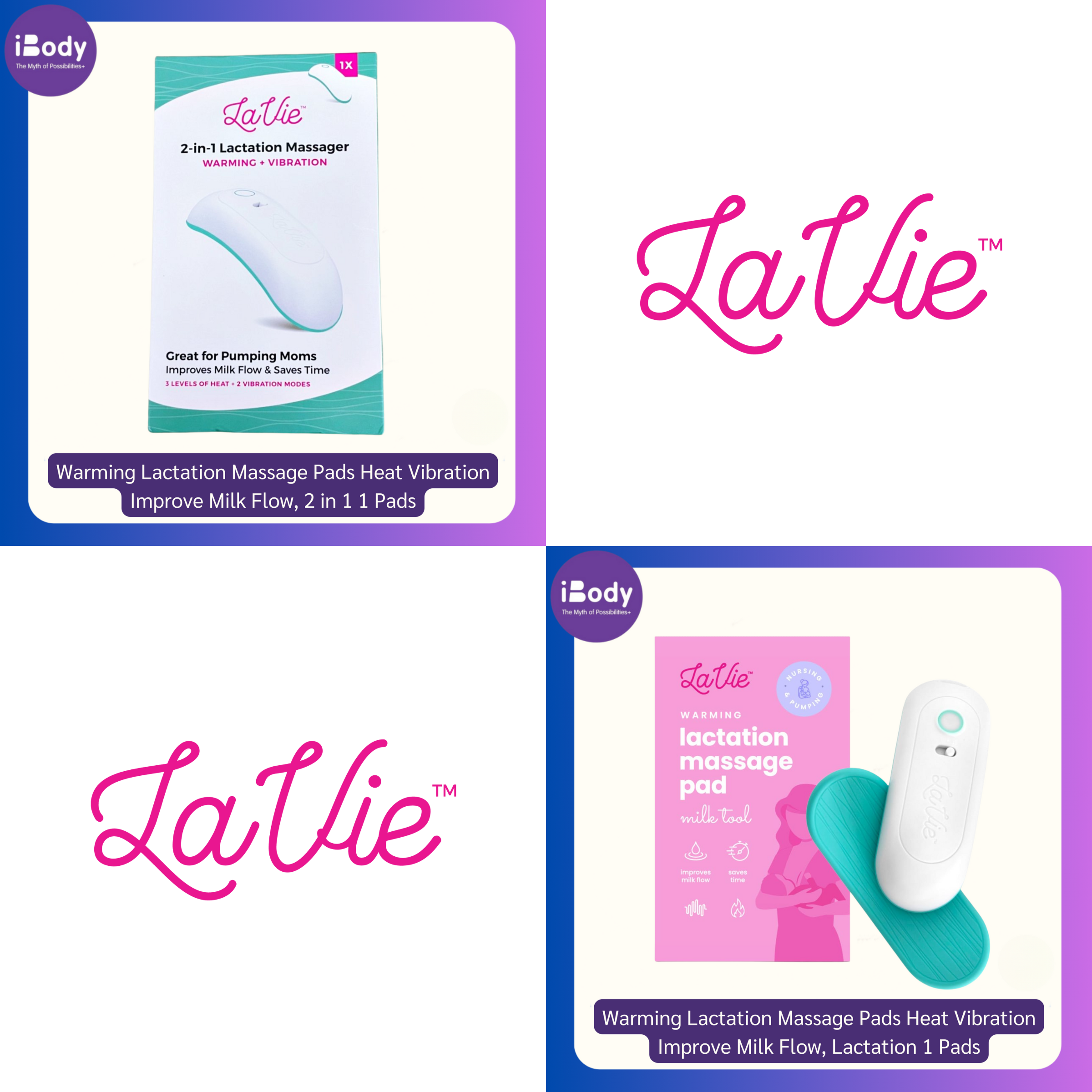 LaVie® Warming Lactation Massage Pads Heat Vibration Improve Milk Flow, 2 Pack อุปกรณ์นวดกระตุ้นน้ำนม บราปั๊มนม
