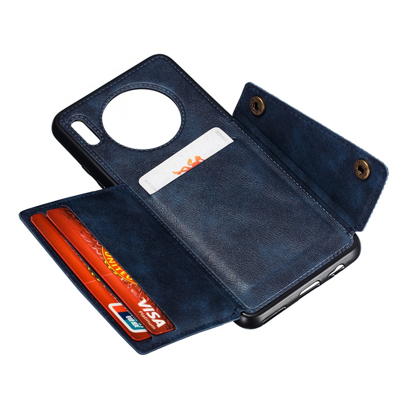 Case Huawei Mate 30 Pro #เคสฝาหลัง TPU เคลือบหนัง PU มีที่เก็บบัตร PU Leather Coated TPU Card Holder Magnetic Kickstand