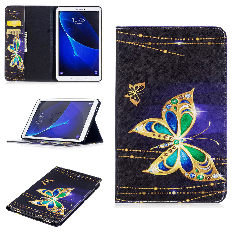 เคส Samsung Galaxy Tab A 10.1(2016) T580 T585 #เคสฝาพับหนัง PU สไตล์กระเป๋าสตางค์พิมพ์ลายน่ารักๆ