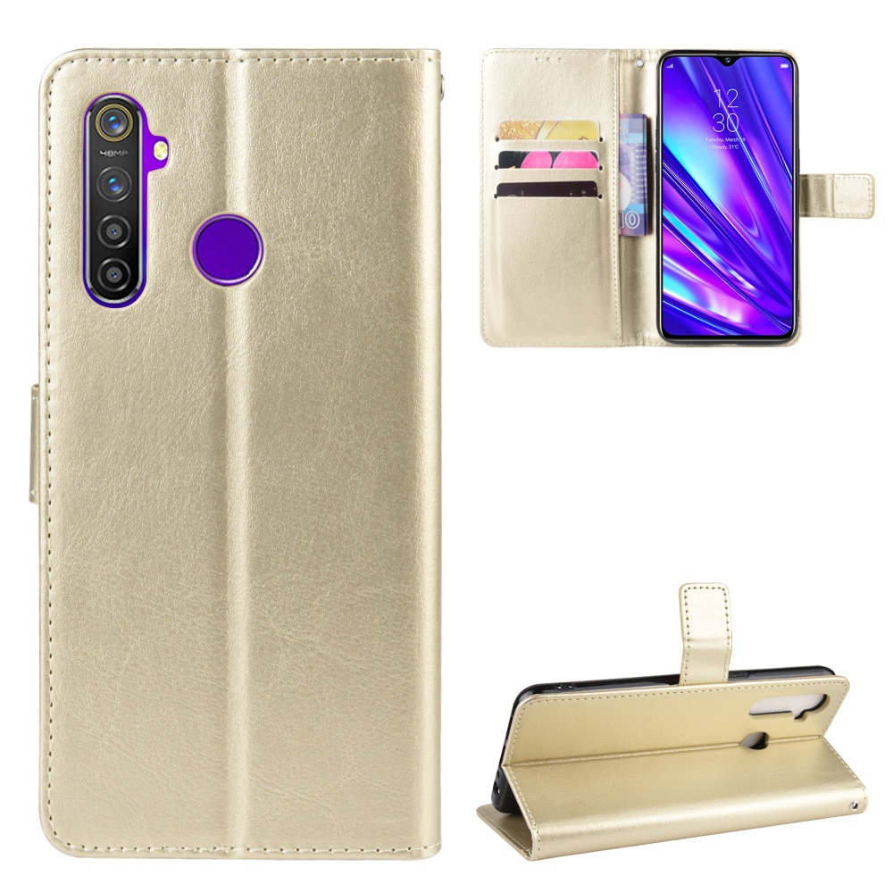 Case Realme 5i/ 5/5s #เคสฝาพับหนัง PU ผิวหนังม้า Crazy Horse Texture Leather Wallet