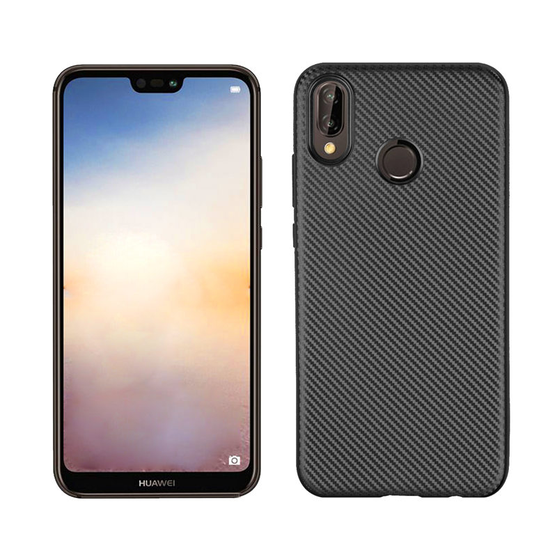 เคส Huawei P20 Lite / Nova 3e #เคสฝาหลัง TPU นิ่มแบบคาร์บอนไฟเบอร์ Soft Skin Case