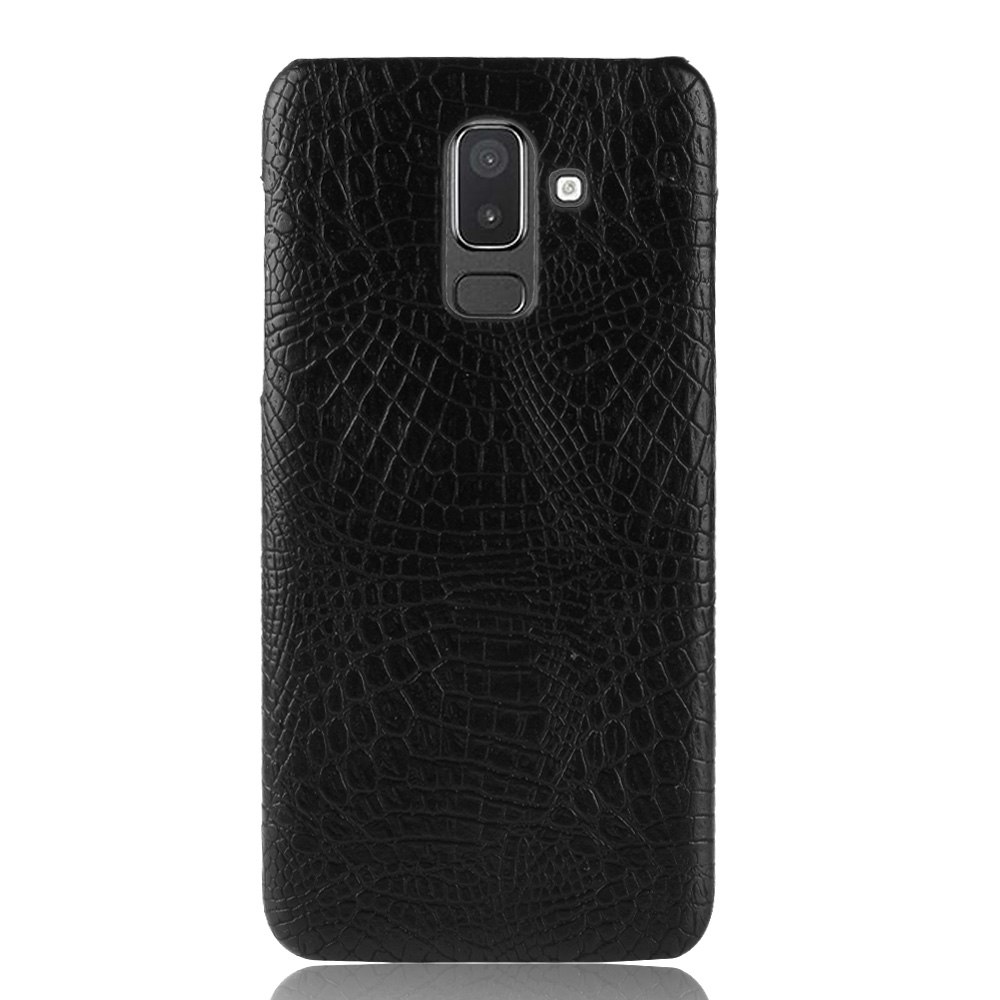 เคส Samsung Galaxy J8 (2018) #เคสฝาหลังพลาสติกแข็งเคลือบหนัง PU ลายผิวหนังจระเข้