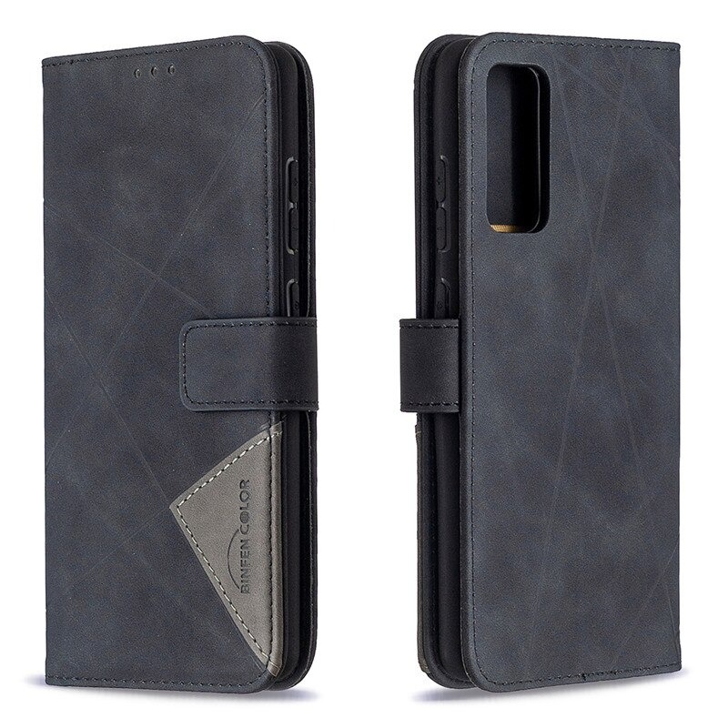 เคส Huawei Y7a #เคสฝาพับหนัง PU มีช่องเสียบ ID บัตรอื่นๆในตัว Geometric Pattern Leather Card Holder Protective