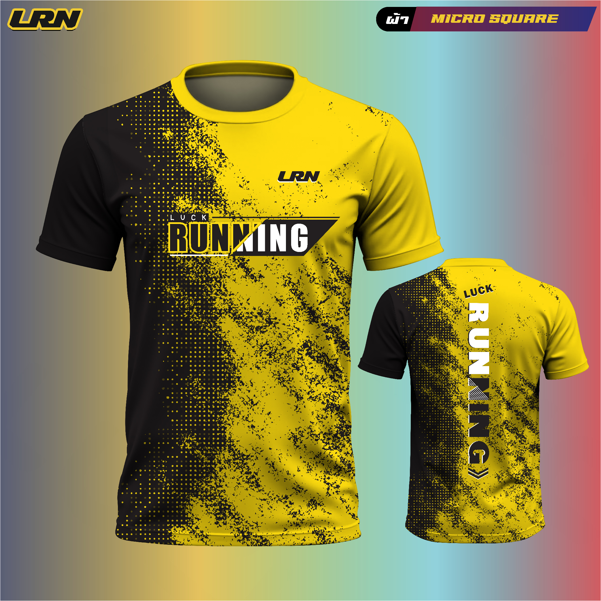 เสื้อวิ่งพิมพ์ลาย LRN เนื้อผ้า Micro square สำหรับวิ่งมาราธอน (MS08_1)