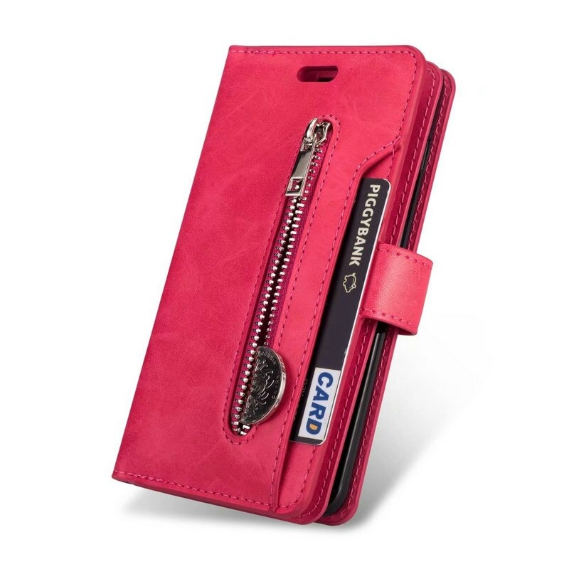 Case iPhone 12 mini #เคสฝาพับแบบกระเป๋าสตางค์ช่องใส่บัตรหลายช่อง Multi-slot Wallet Zippered Leather พร้อมสายคล้อง