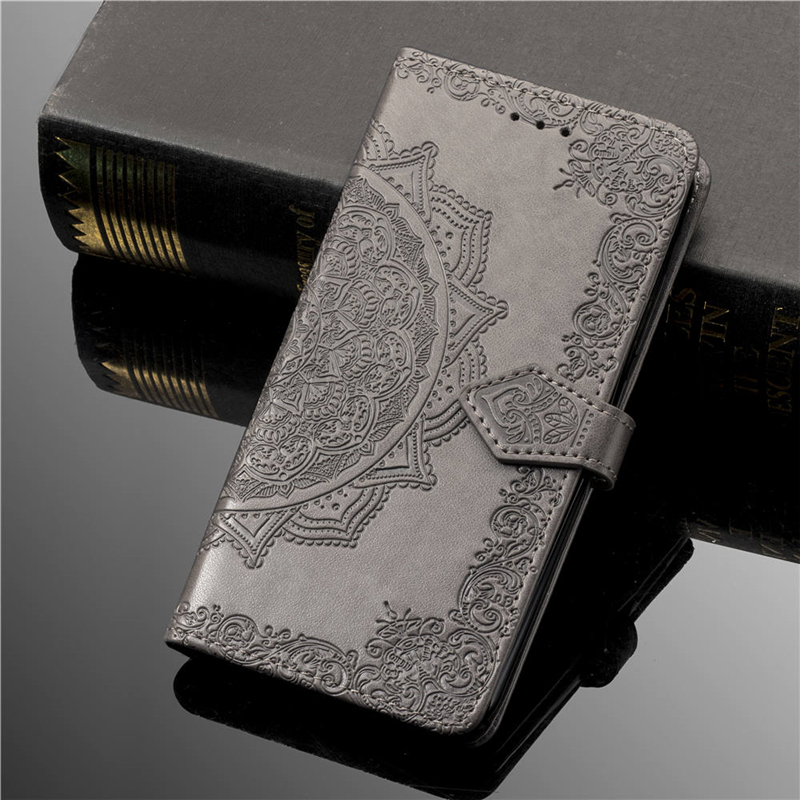 เคส OPPO Reno 5 Pro 5G #เคสฝาพับหนัง PU ผิวลายนูน Embossed Mandala Flower Leather Wallet