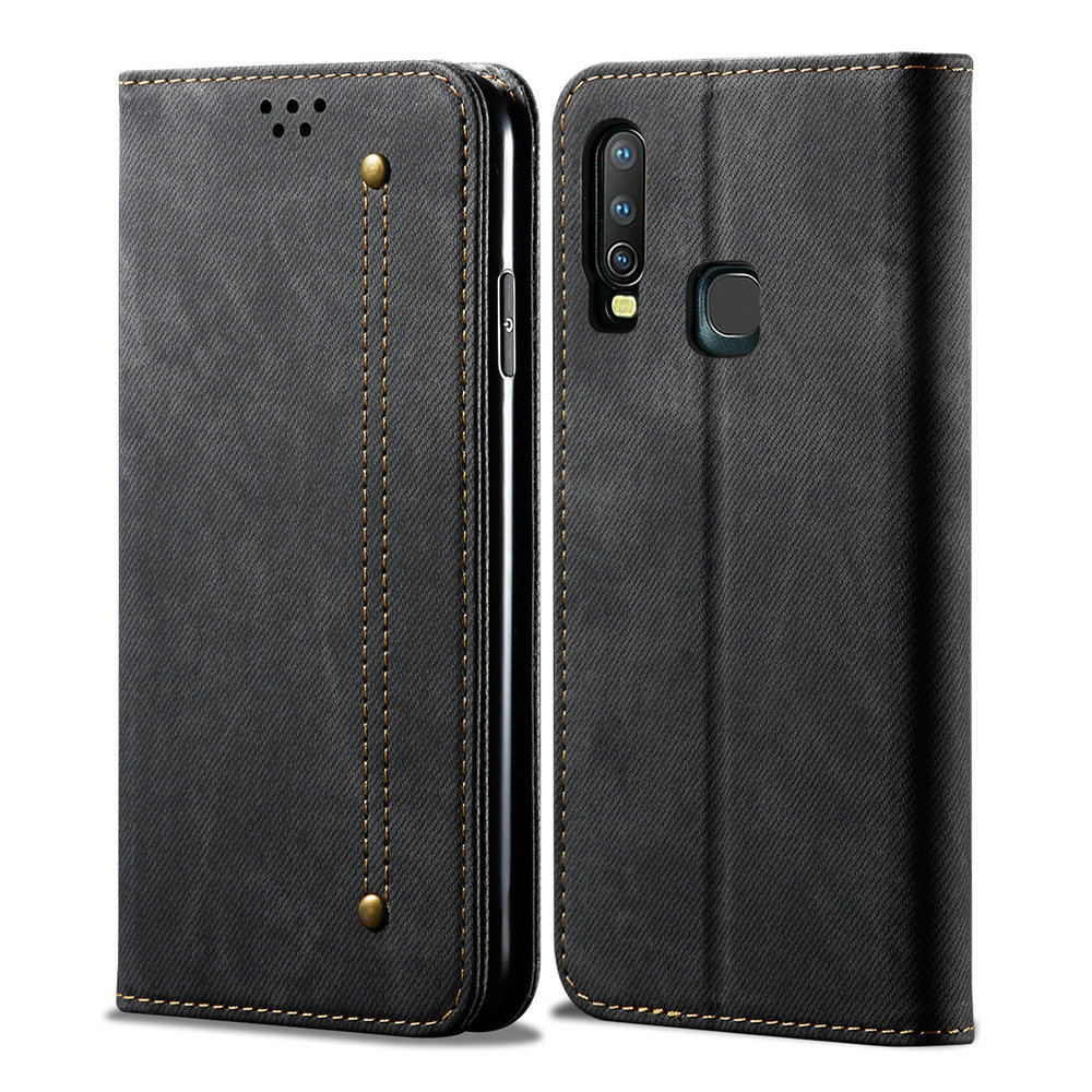 Case Vivo Y17 #เคสฝาพับสไตล์ย้อนยุคผิวผ้ายีนส์แบบกระเป๋าสตางค์