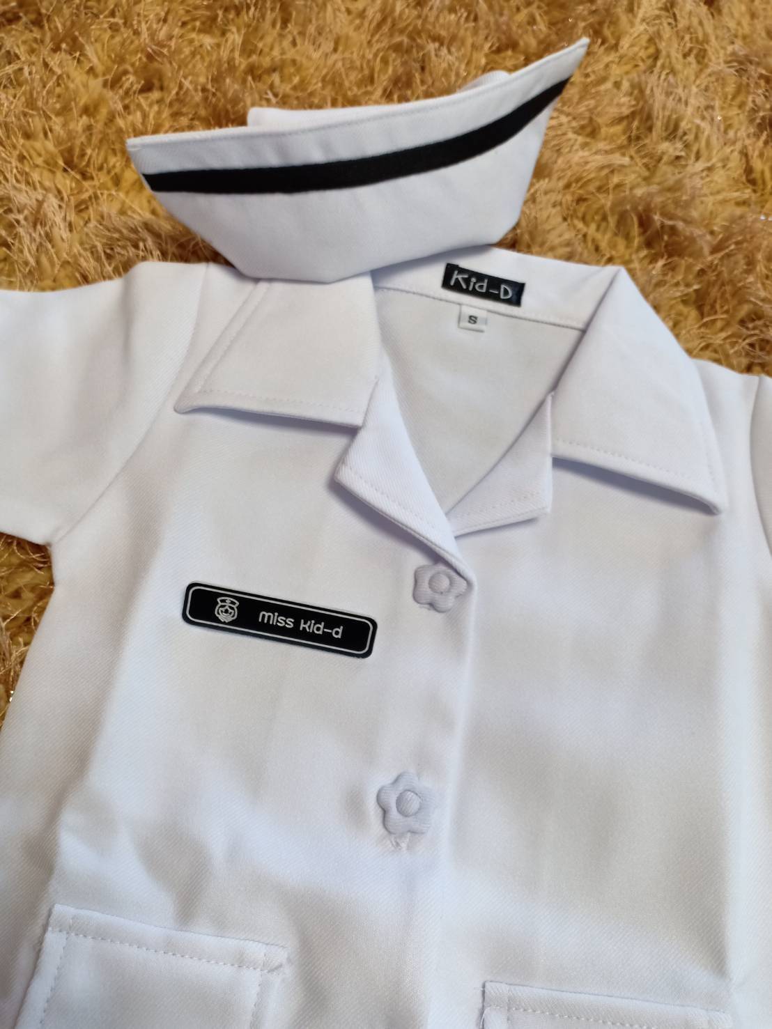 ชุดพยาบาลเด็ก กระดุมดอกไม้