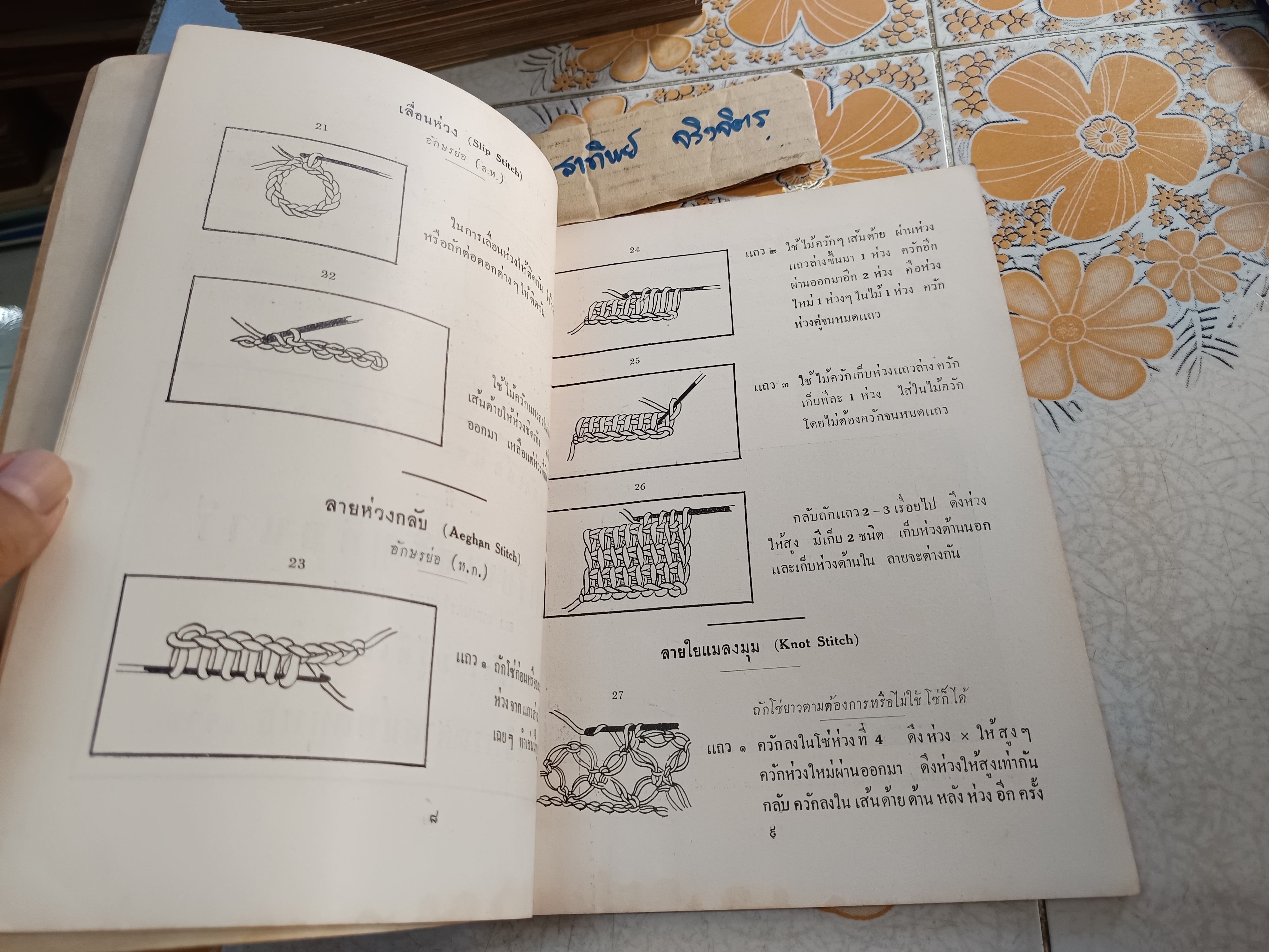 ตำราถักโครเชต์ เล่ม 1 ของ มณีวรรณ (คุณหญิงมณี วรรณศาสน์พลยุทธ / มณี ลุศนันทน์ จัดทำโดยโรงเรียนเจริญกิจนารี พ.ศ 2500 **สินค้าหมด**