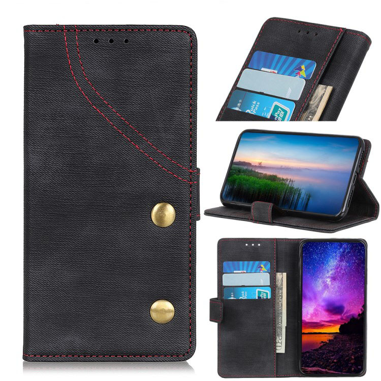 Case Samsung Galaxy Note 10 lite #เคสฝาพับหนัง PU ผิวยีนส์ผ้ากระเป๋าสตางค์ Jeans Cloth Wallet Stand Leather สีดำ (พร้อมส่ง)