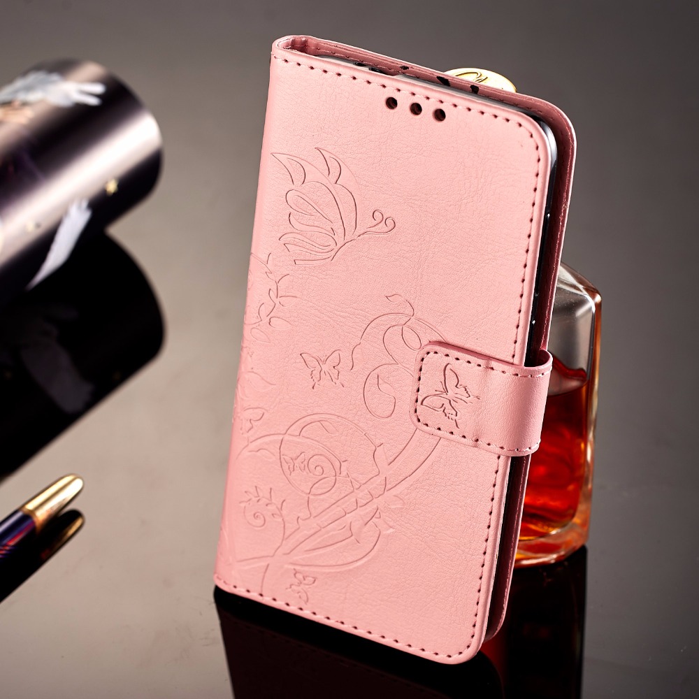 เคส Huawei nova 2i #เคสฝาพับ Imprint Butterfly Flowers แบบกระเป๋าสตางค์หนัง PU