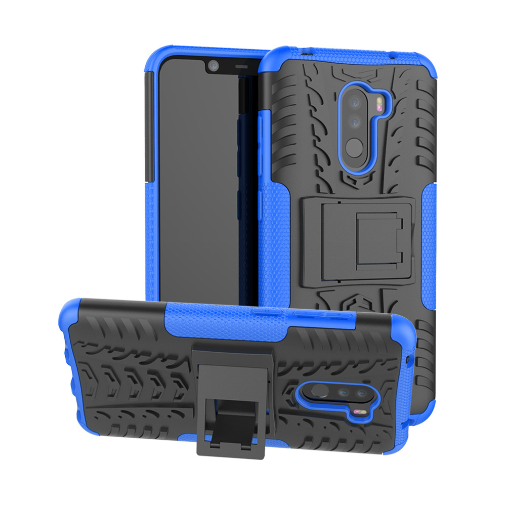 Case Xiaomi Pocophone F1 #เคสฝาหลังกันลื่น Cool Tyre Pattern Kickstand (PC + TPU) สีสันสดใส