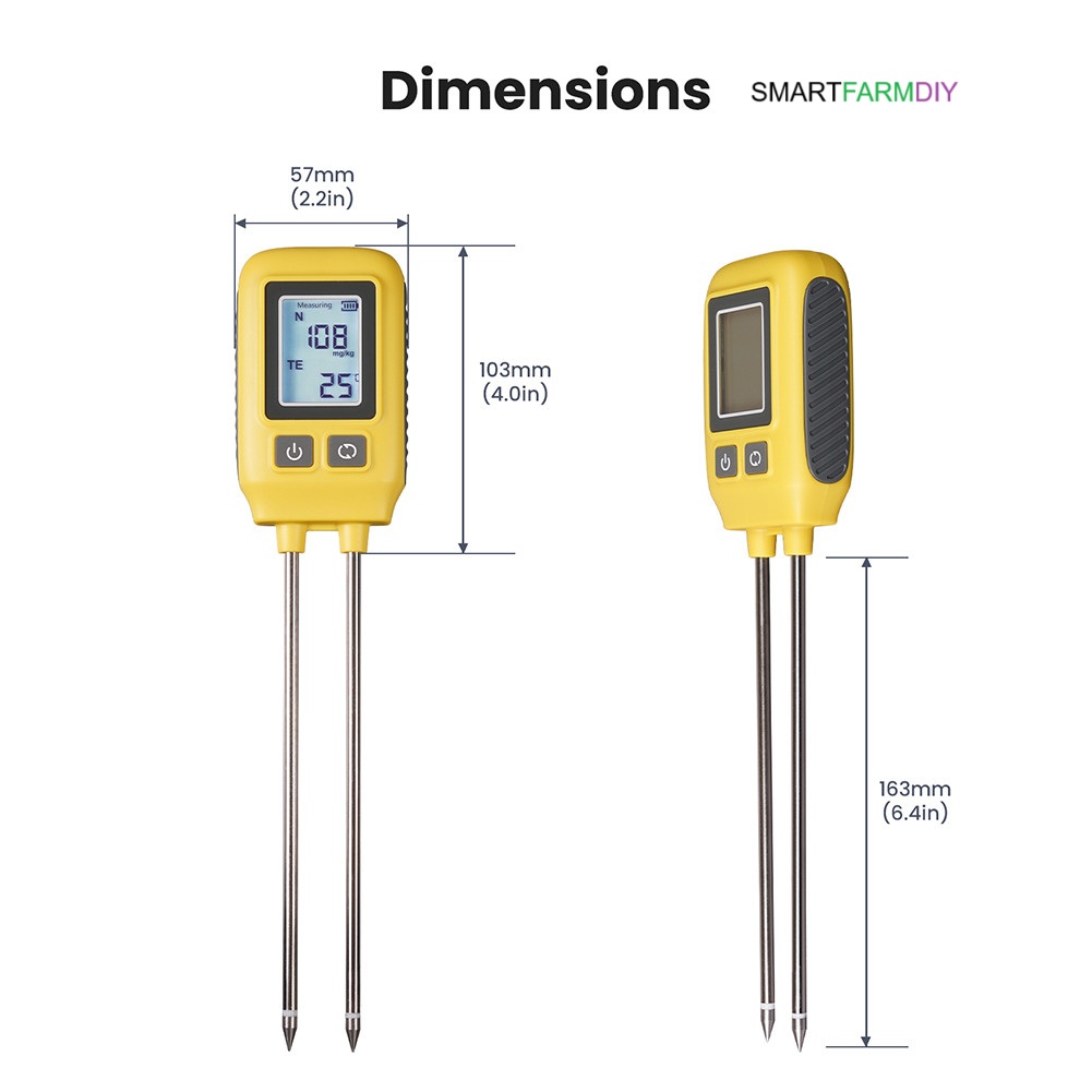 มิเตอร์วัดNPK เซ็นเซอร์อุณหภูมิดิน 0-1999 มก./กก. เครื่องตรวจจับโพแทสเซียมฟอสฟอรัสไนโตรเจน NPK