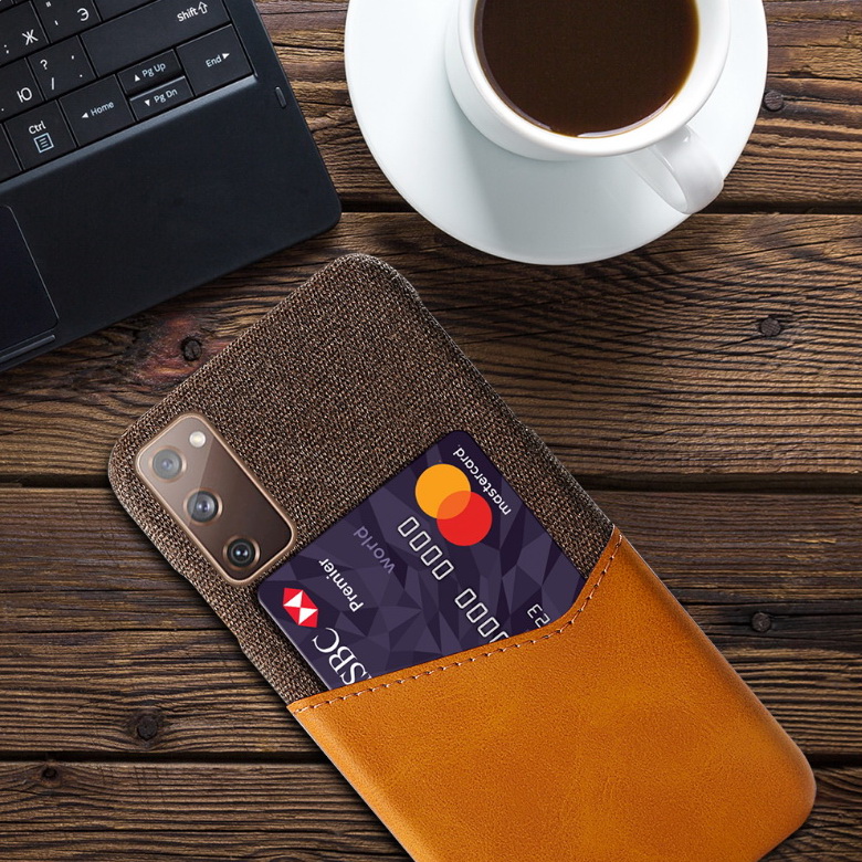 เคส Samsung Galaxy S20 FE / S20 FE 5G #เคสฝาหลัง Hybrid Protective มีช่องเสียบการ์ด Card Slot PC + PU Leather + Cloth