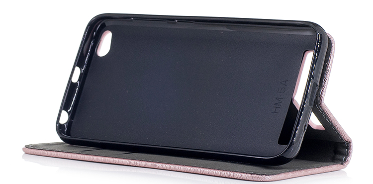 เคส Xiaomi Redmi 5A #เคสฝาพับหนัง PU พื้นผิวไม้ปิดแม่เหล็ก
