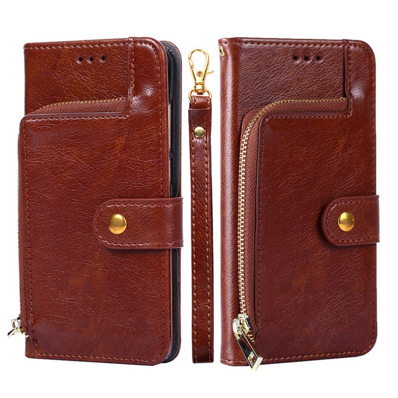เคส Samsung Galaxy A04s #เคสฝาพับแบบกระเป๋าสตางค์มีช่องซิปและช่องใส่บัตร Zipper Pocket Leather Wallet Stand Case