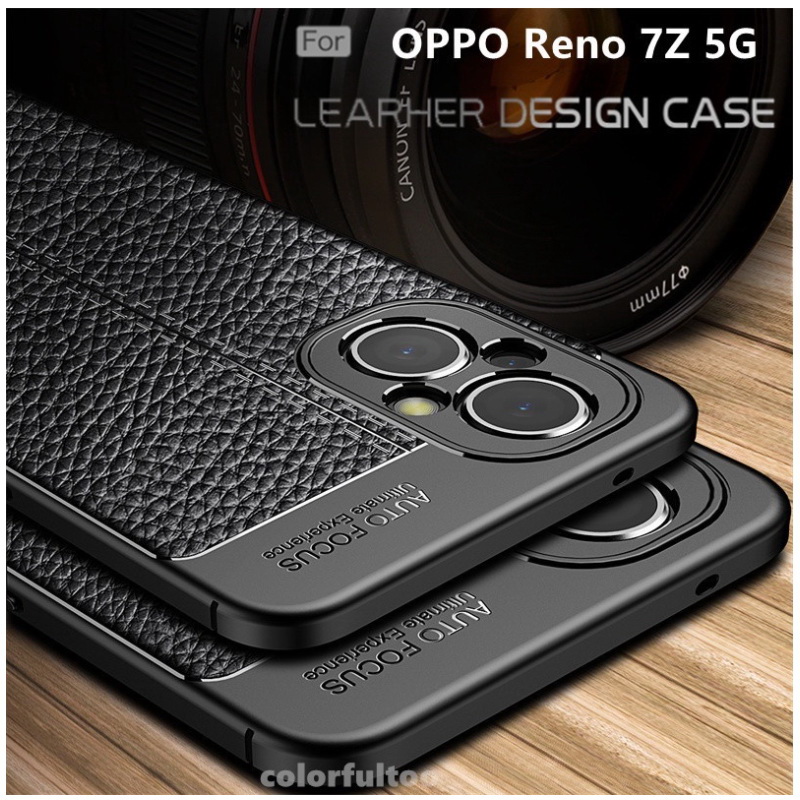 เคส OPPO Reno 7z 5G #เคสฝาหลัง TPU ผิวลิ้นจี่ช่วยป้องกันลายนิ้วมือและกันลื่นได้ดี