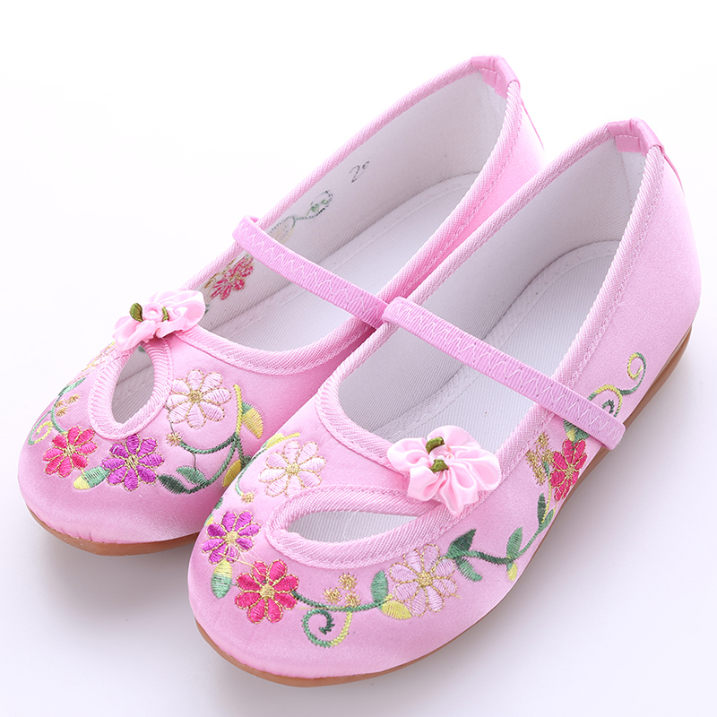 รองเท้าเด็ก สไตล์จีน ลายดอกสีแดง