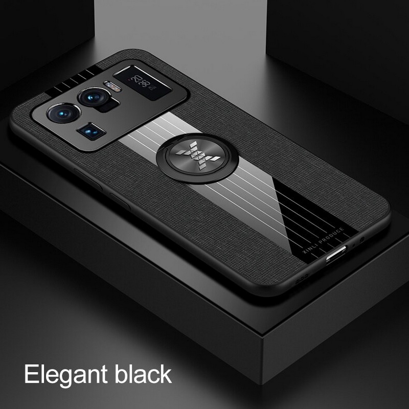 เคส Xiaomi Mi 11 Ultra #เคสฝาหลังเคลือบผ้าเนื้อมีแหวนสวมนิ้ว TPU ไฮบริด+อะคริลิ + แหวนโลหะ