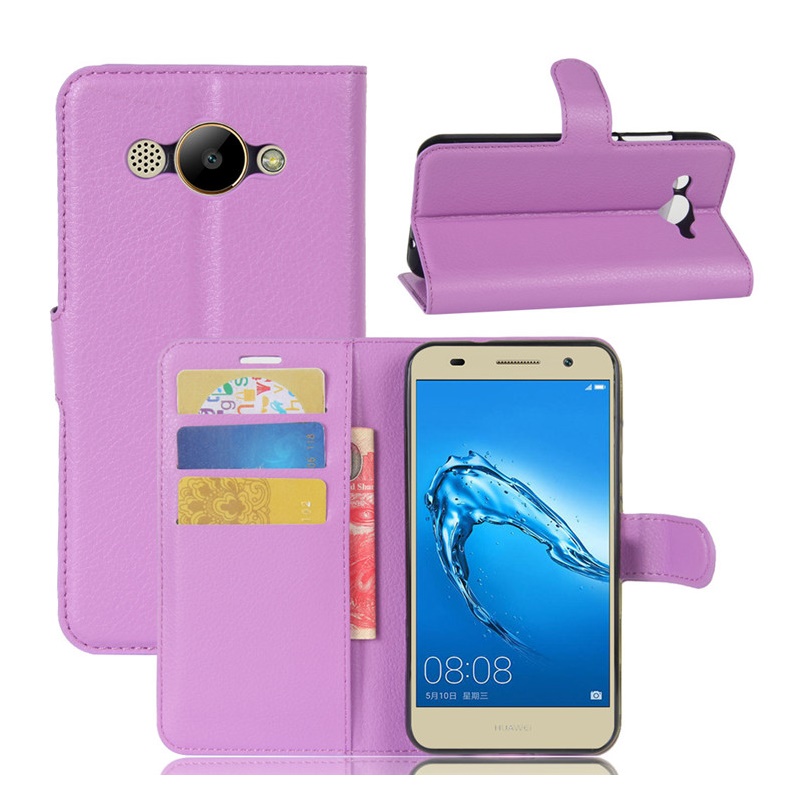 เคส Huawei Y3 (2017) #เคสแบบกระเป๋าสตางค์หนัง PU ผิวลิ้นจี่ สีสันสวยงามทันสมัย
