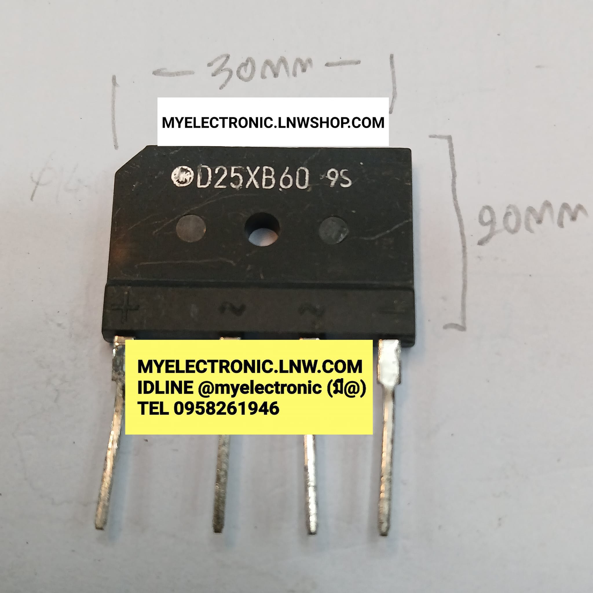 ขาย D25XB60 ไดโอดบริดจ์ เตาแม่เหล็กไฟฟ้า BRIDGE DIODE 25A600V ยี่ห้อ SHINDENKEN ราคา ตัวละ . . . . . หน่วย บาท