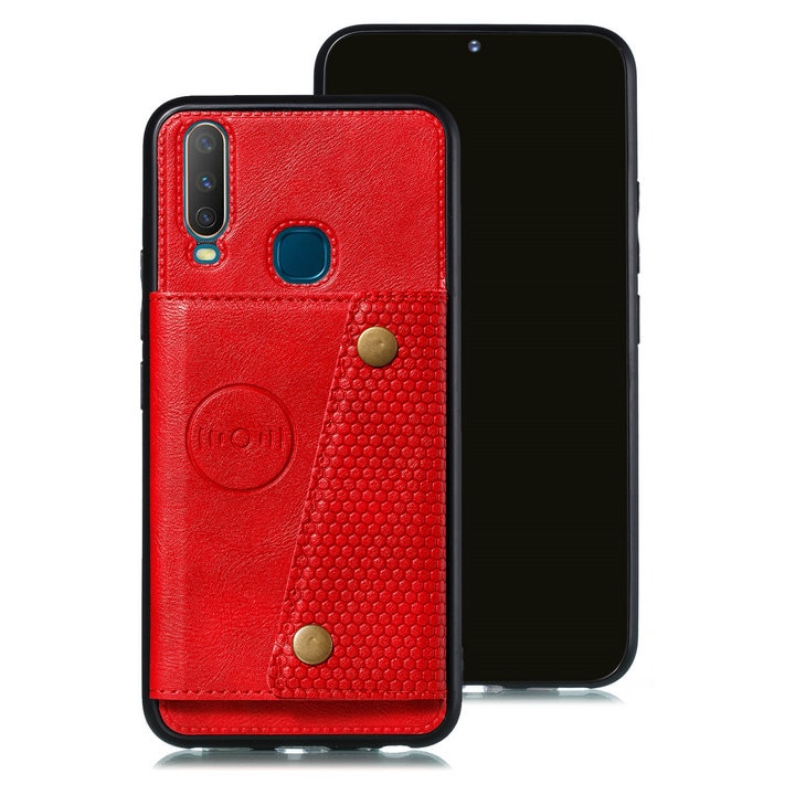 Case vivo Y17 #เคสฝาหลัง TPU เคลือบหนัง PU มีที่เก็บบัตร PU Leather Coated TPU Card Holder Magnetic Kickstand